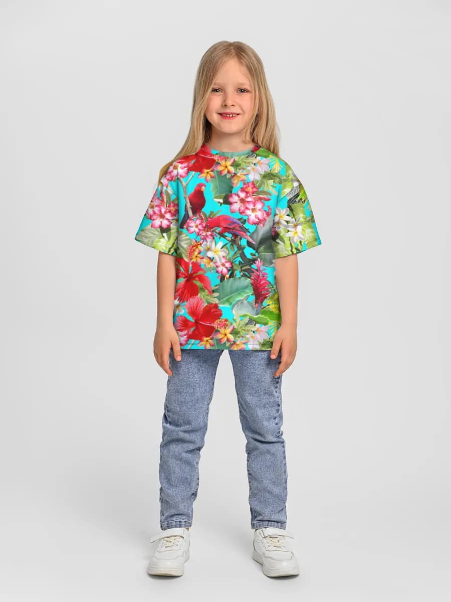 Girls' oversized cotton T-shirt
