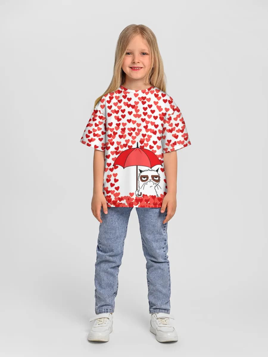 Girls' oversized cotton T-shirt