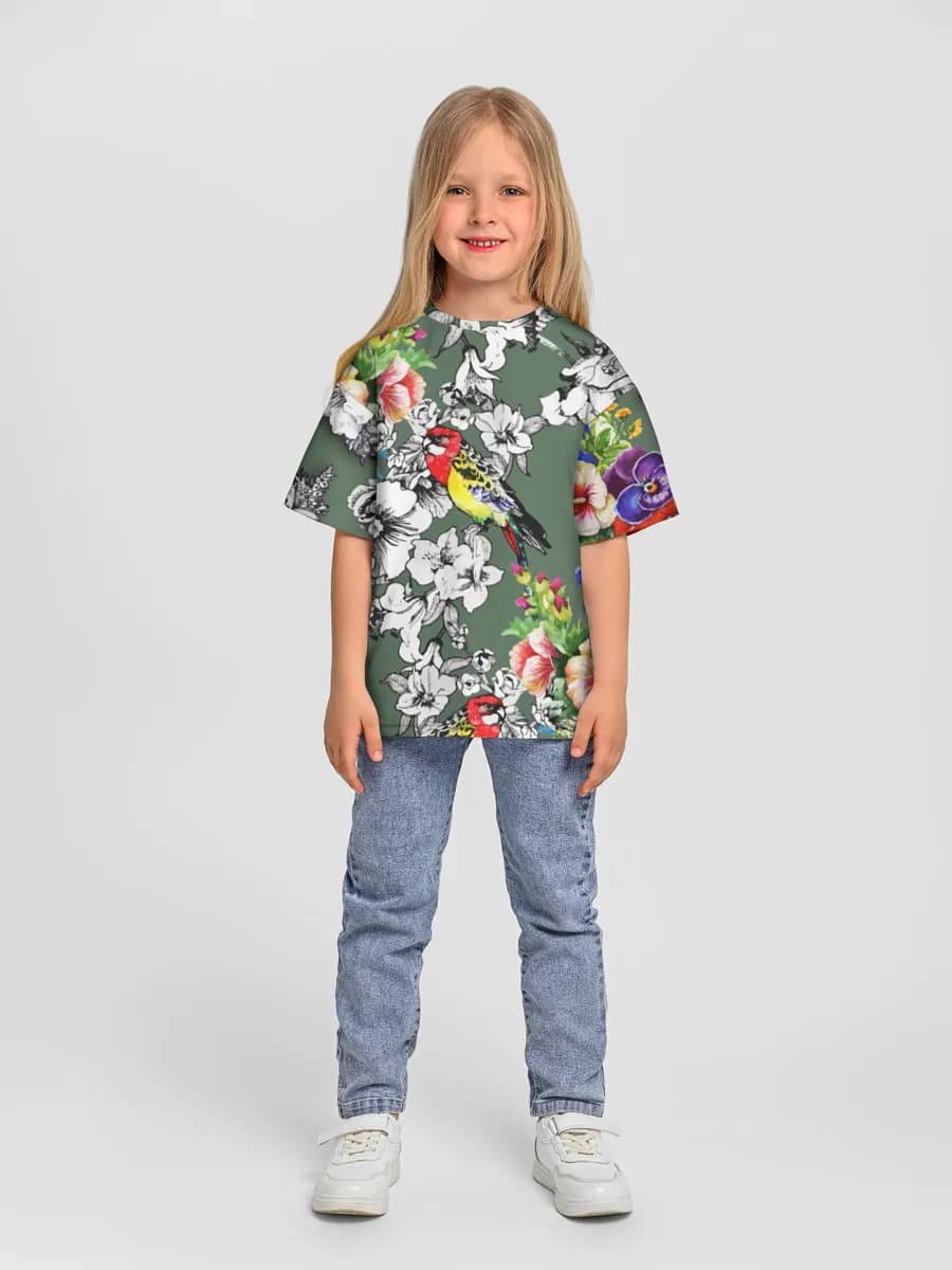 Girls' oversized cotton T-shirt