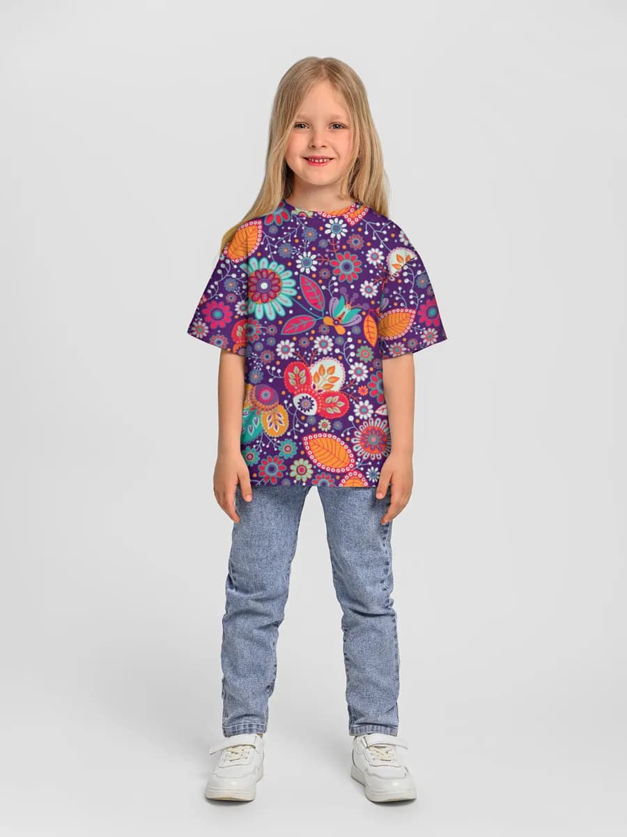 Girls' oversized cotton T-shirt