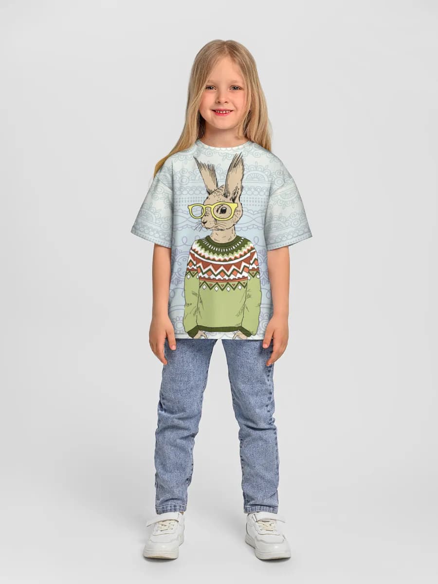 Girls' oversized cotton T-shirt