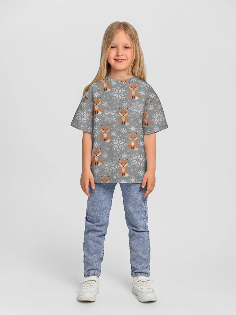 Girls' oversized cotton T-shirt