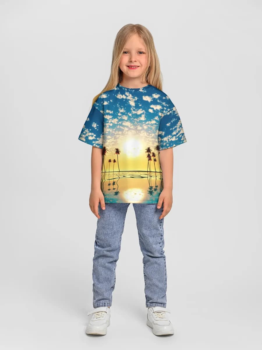 Girls' oversized cotton T-shirt