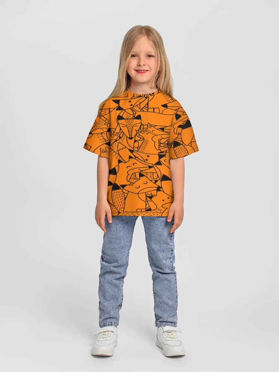 Girls' oversized cotton T-shirt