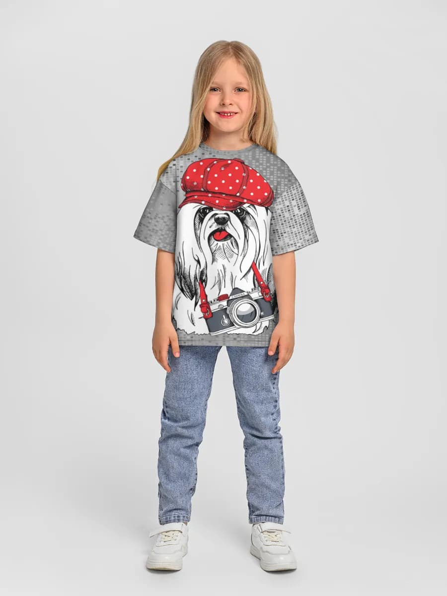 Girls' oversized cotton T-shirt