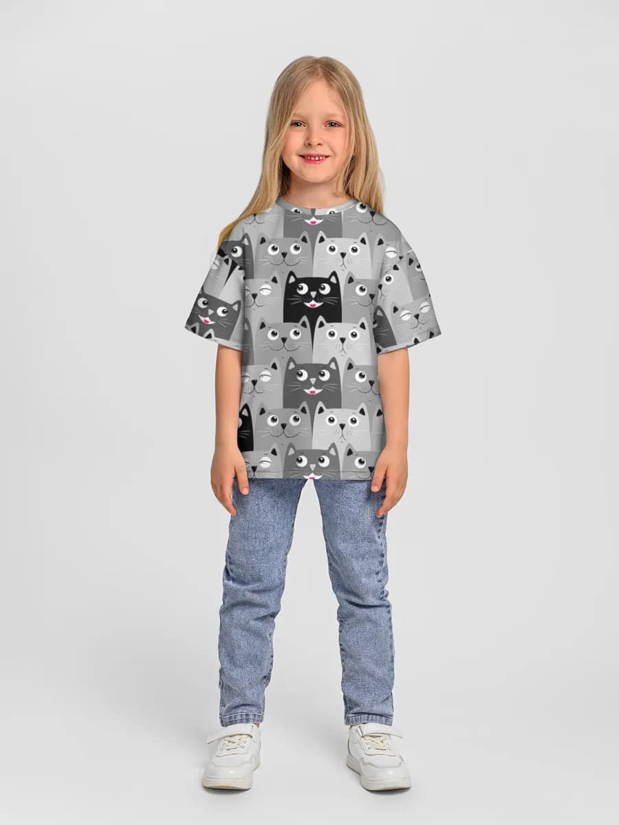 Girls' oversized cotton T-shirt