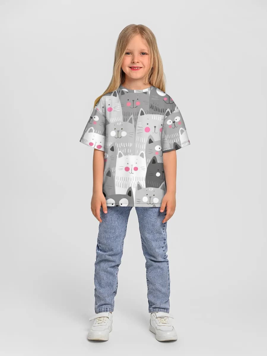 Girls' oversized cotton T-shirt