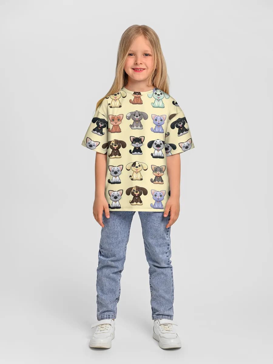 Girls' oversized cotton T-shirt