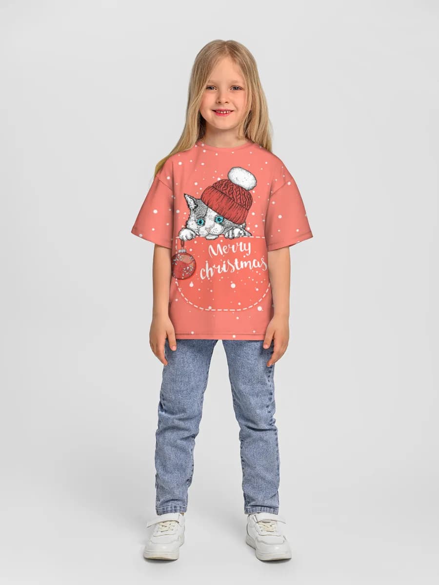 Girls' oversized cotton T-shirt