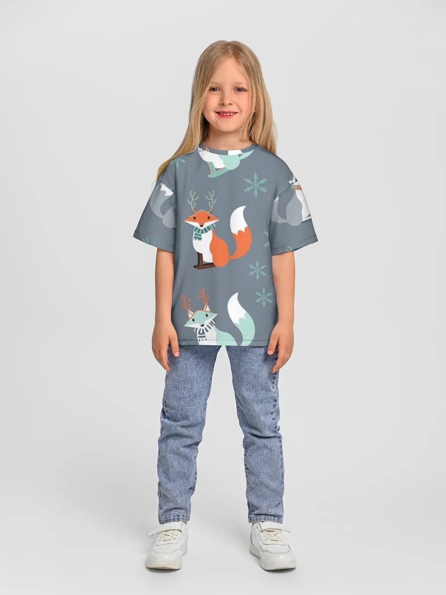 Girls' oversized cotton T-shirt