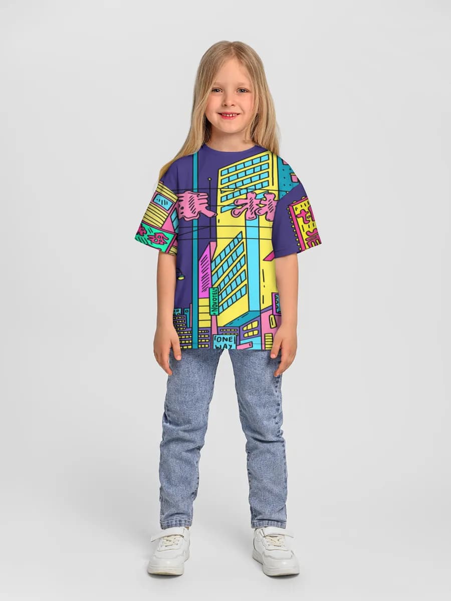 Girls' oversized cotton T-shirt