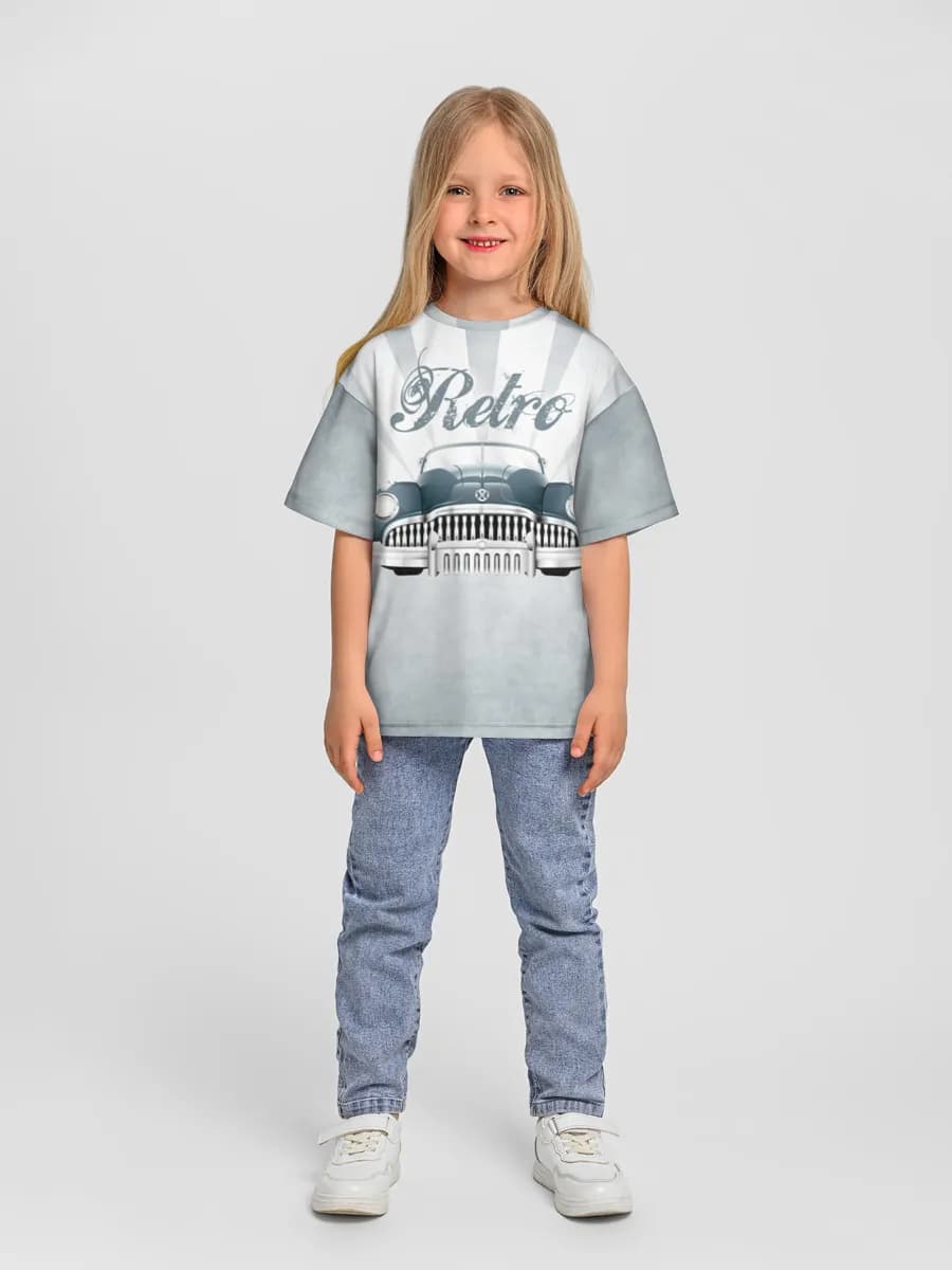 Girls' oversized cotton T-shirt