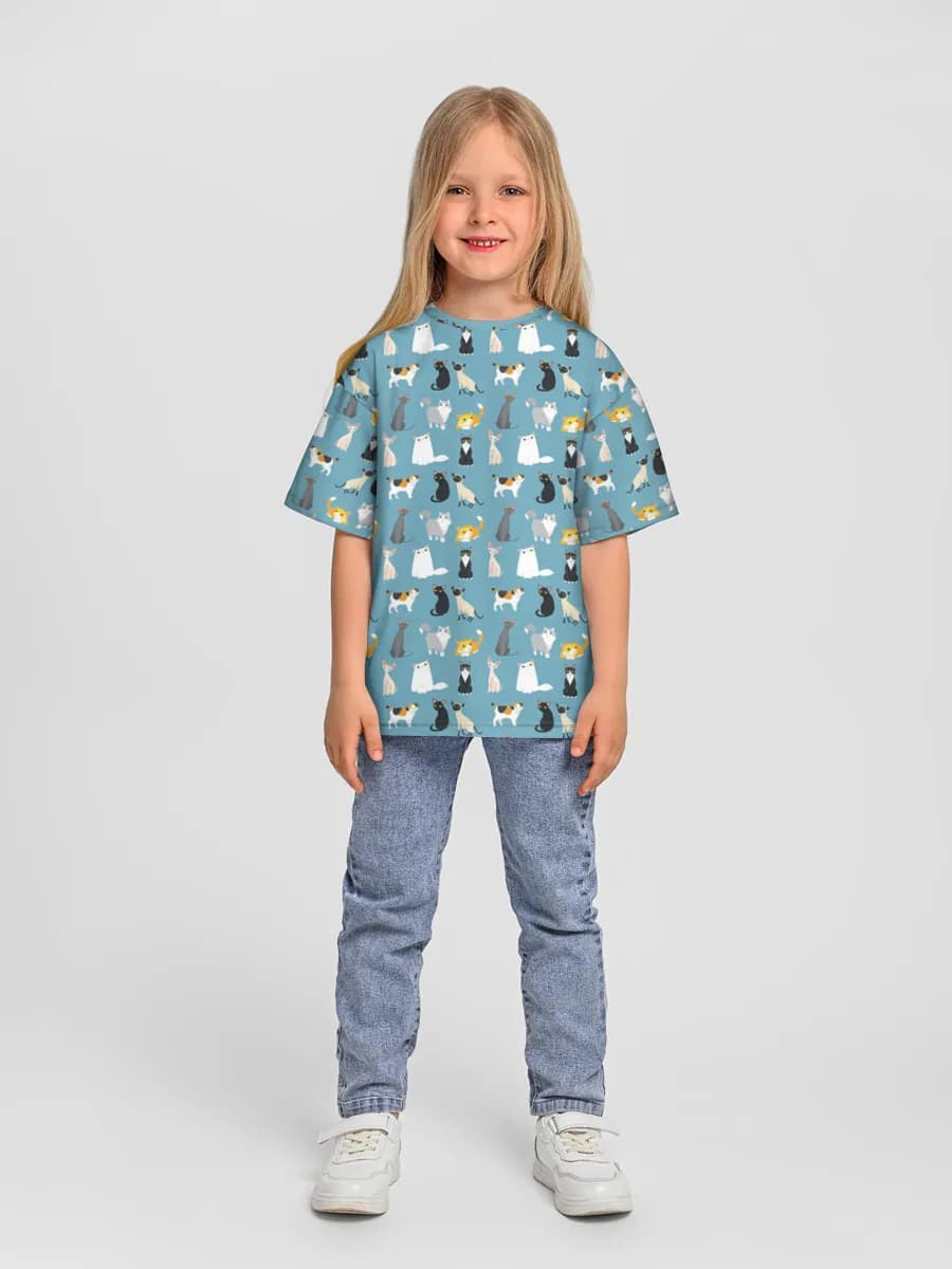 Girls' oversized cotton T-shirt
