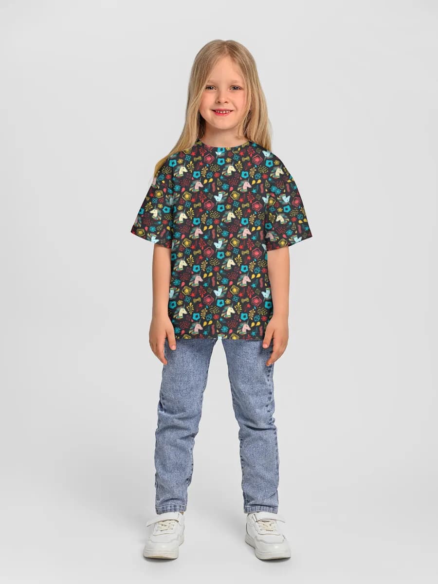 Girls' oversized cotton T-shirt