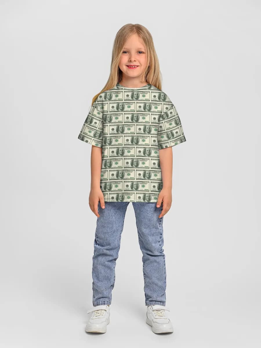 Girls' oversized cotton T-shirt