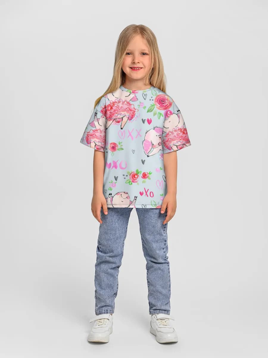 Girls' oversized cotton T-shirt