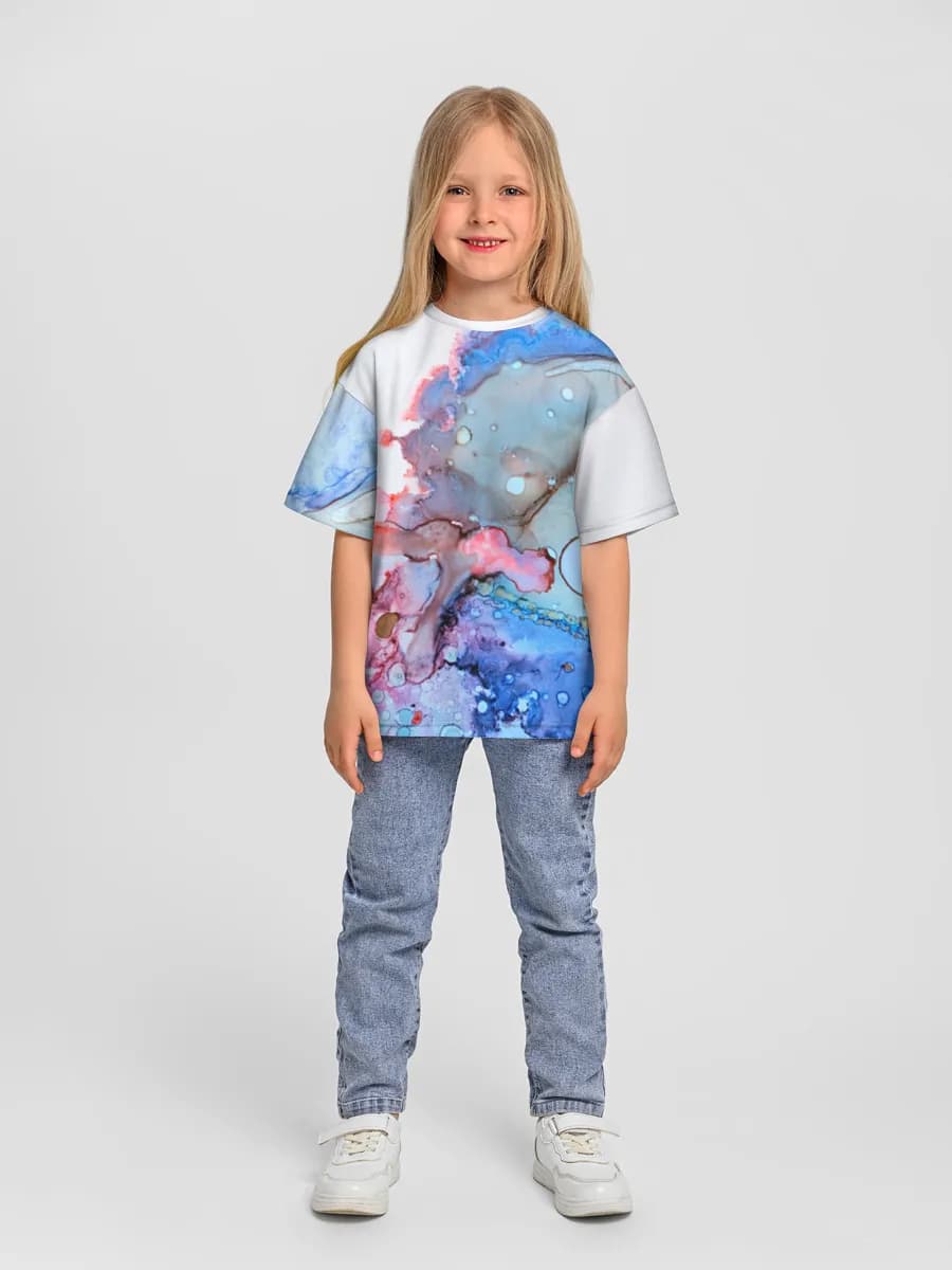 Girls' oversized cotton T-shirt