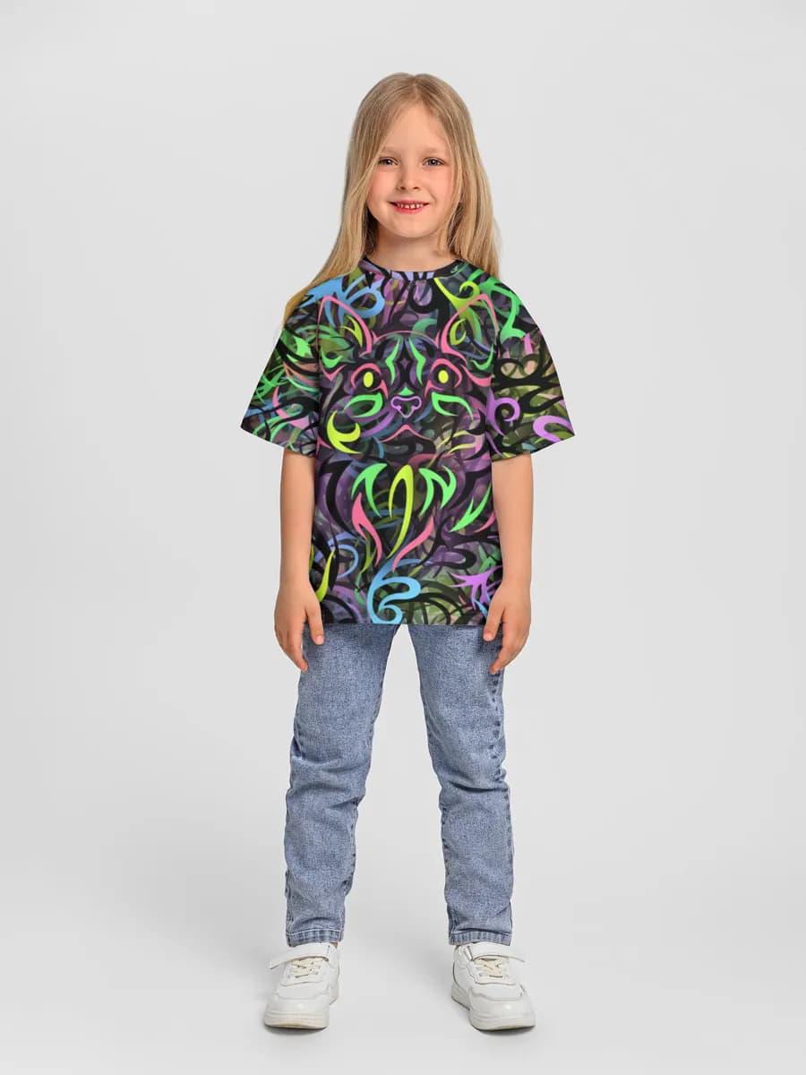 Girls' oversized cotton T-shirt