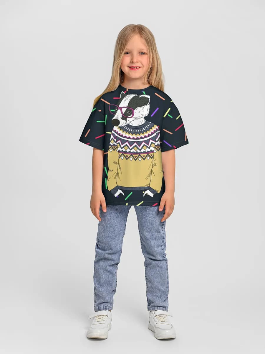 Girls' oversized cotton T-shirt