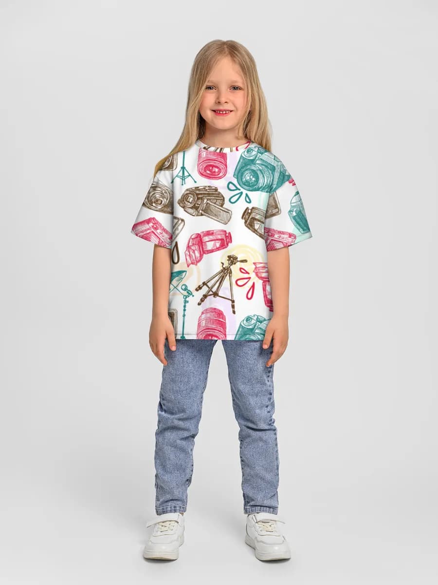 Girls' oversized cotton T-shirt