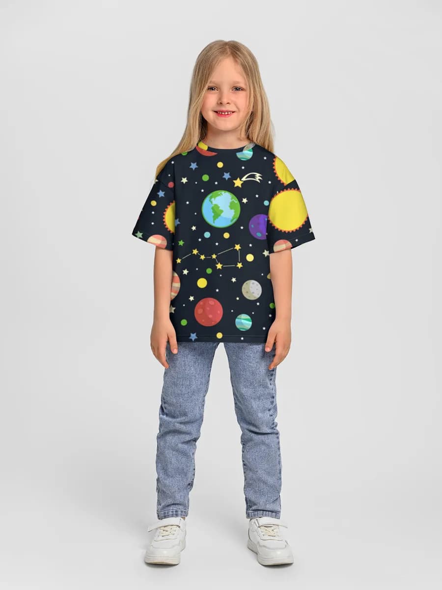 Girls' oversized cotton T-shirt