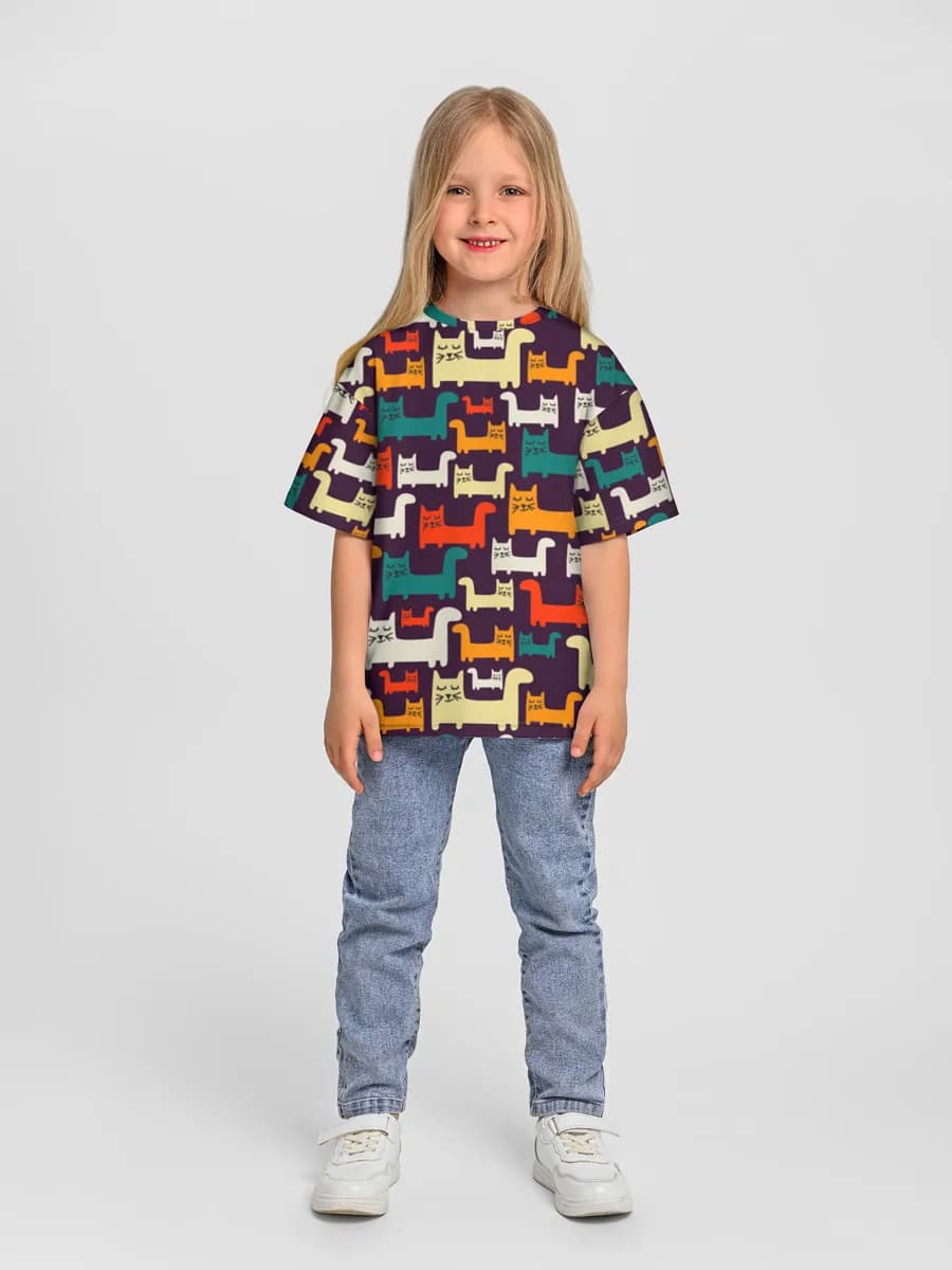 Girls' oversized cotton T-shirt