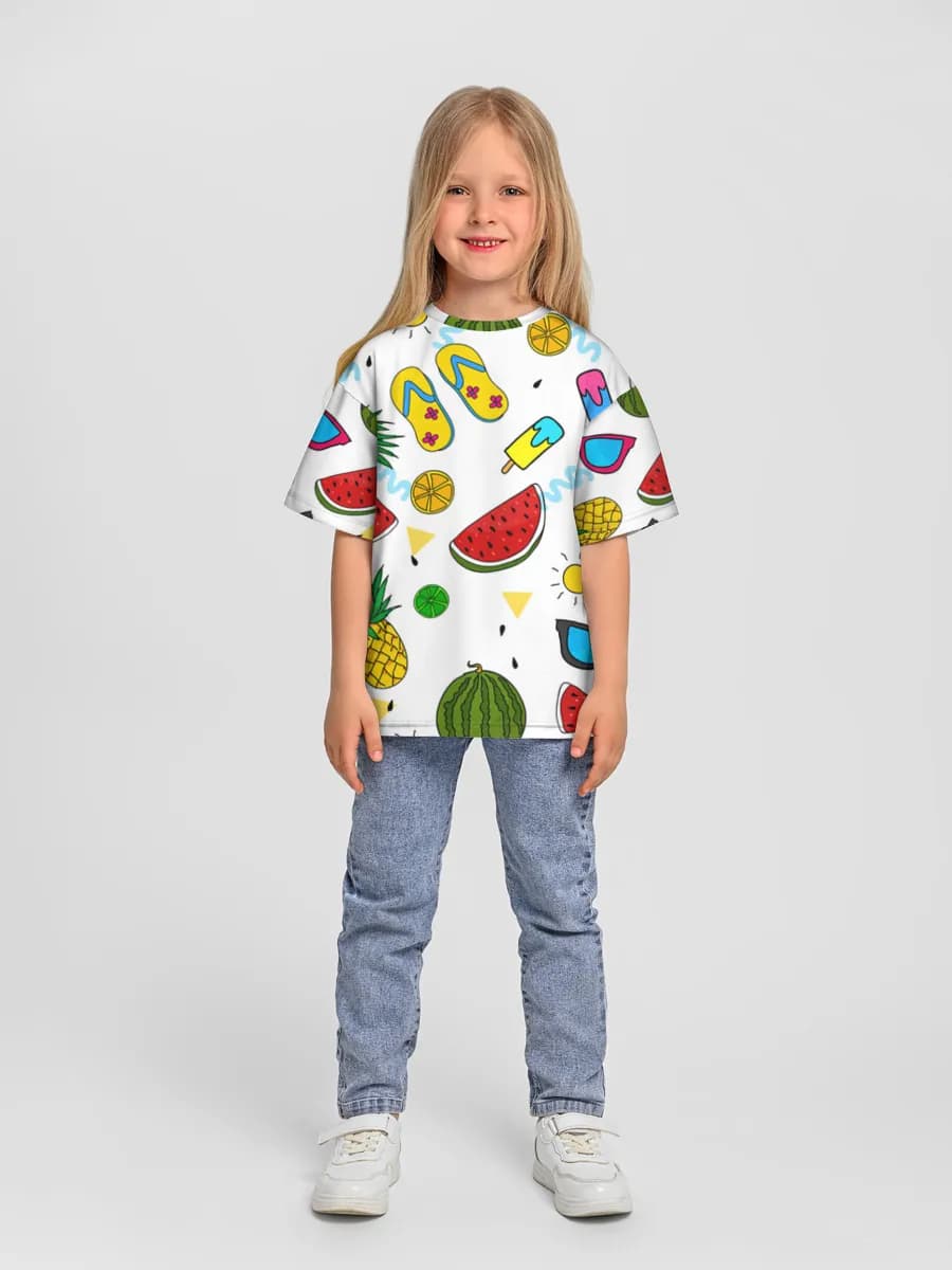 Girls' oversized cotton T-shirt