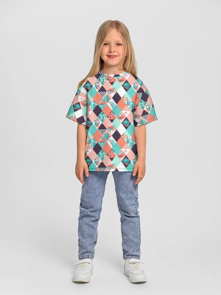 Girls' oversized cotton T-shirt
