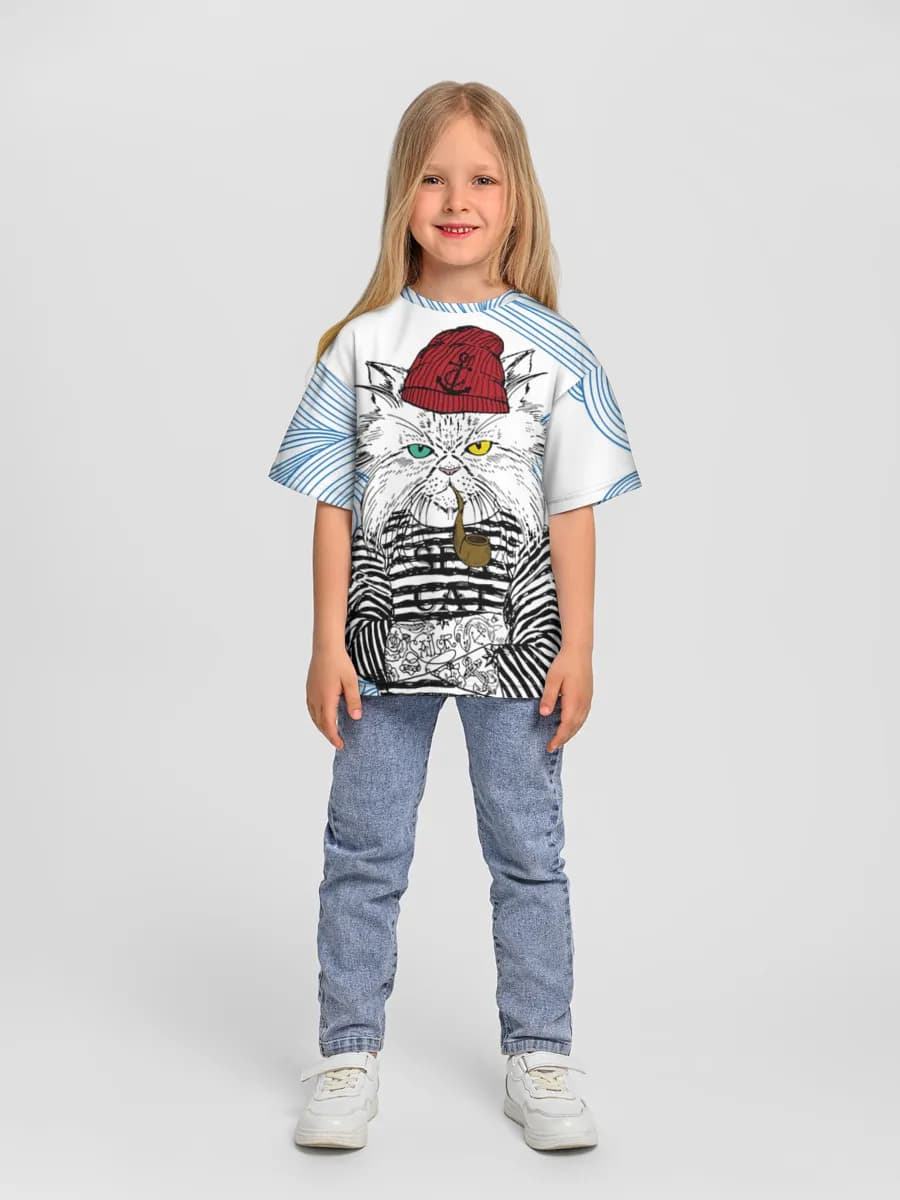 Girls' oversized cotton T-shirt