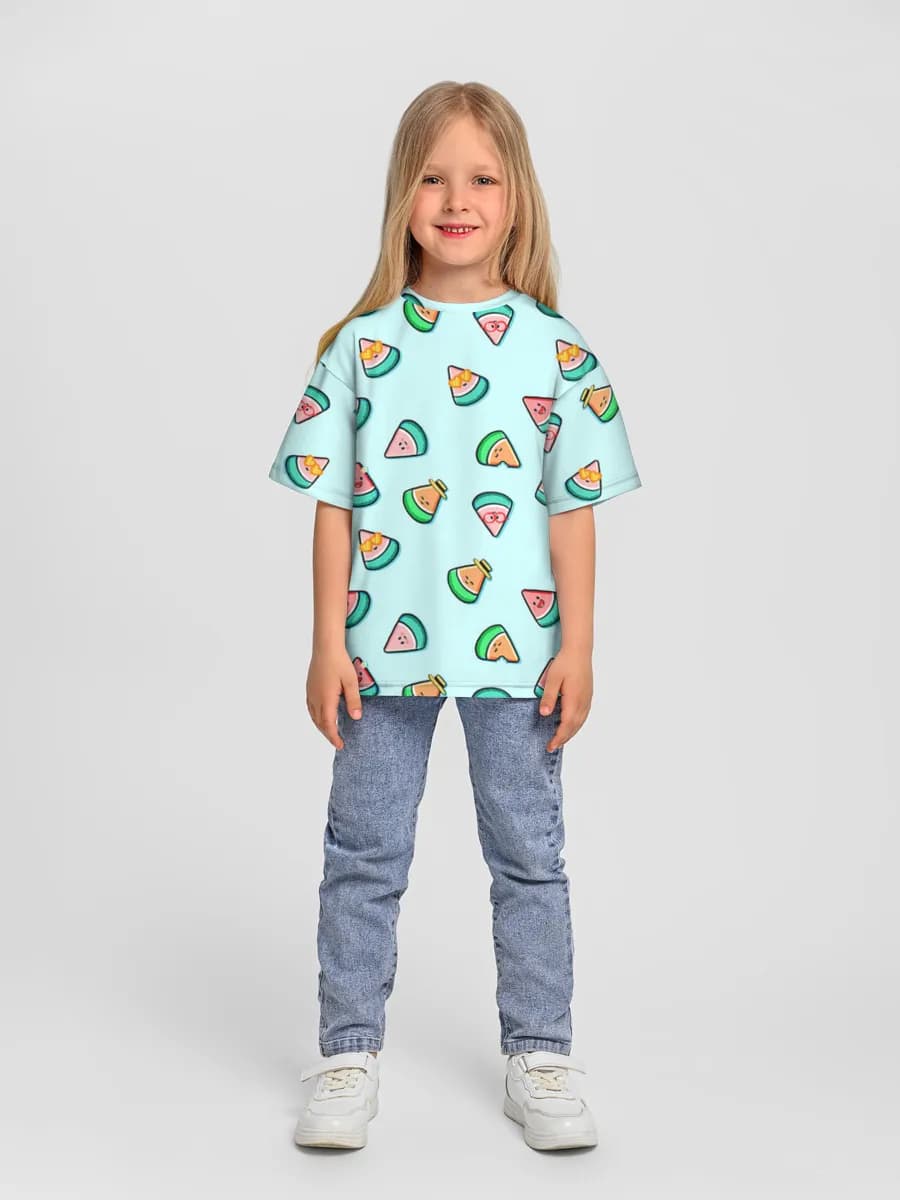 Girls' oversized cotton T-shirt