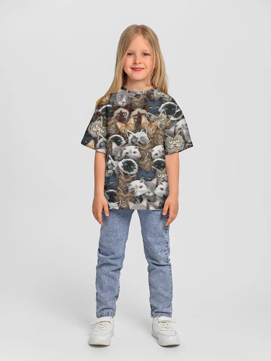 Girls' oversized cotton T-shirt