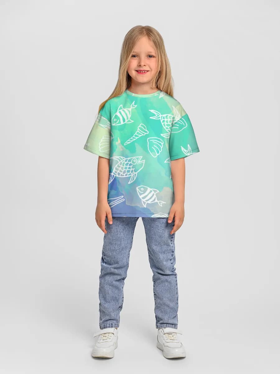 Girls' oversized cotton T-shirt