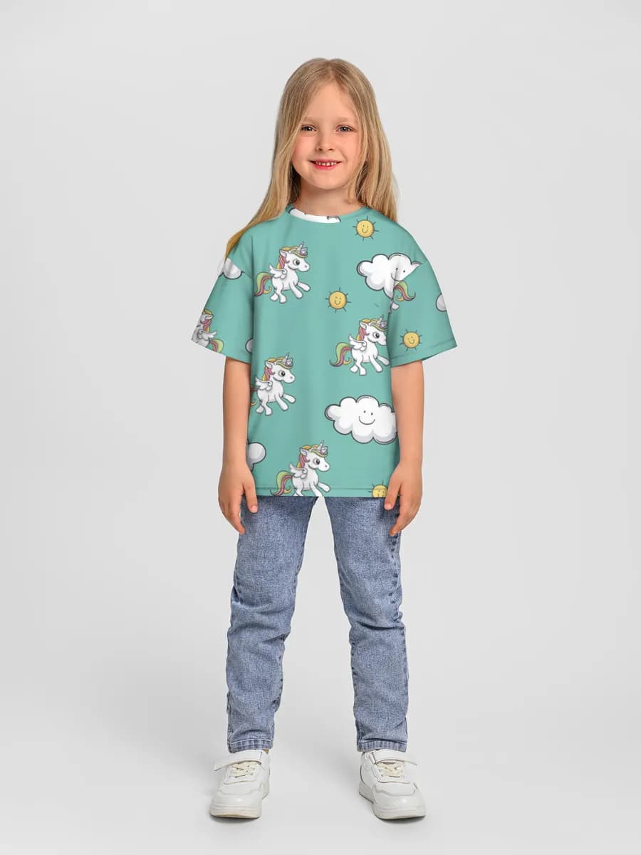 Girls' oversized cotton T-shirt