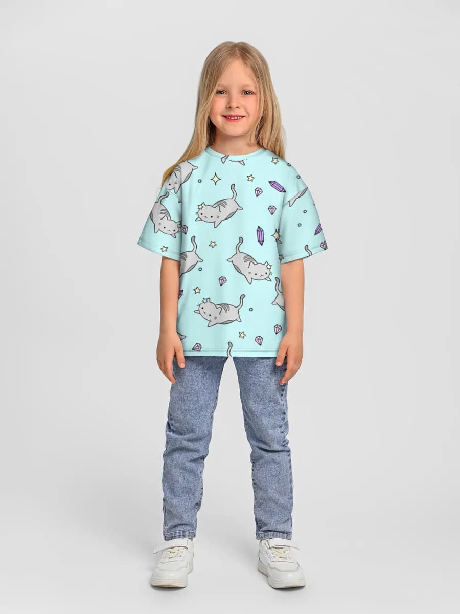 Girls' oversized cotton T-shirt