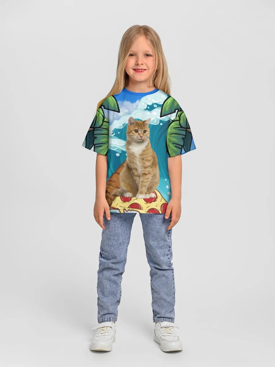 Girls' oversized cotton T-shirt