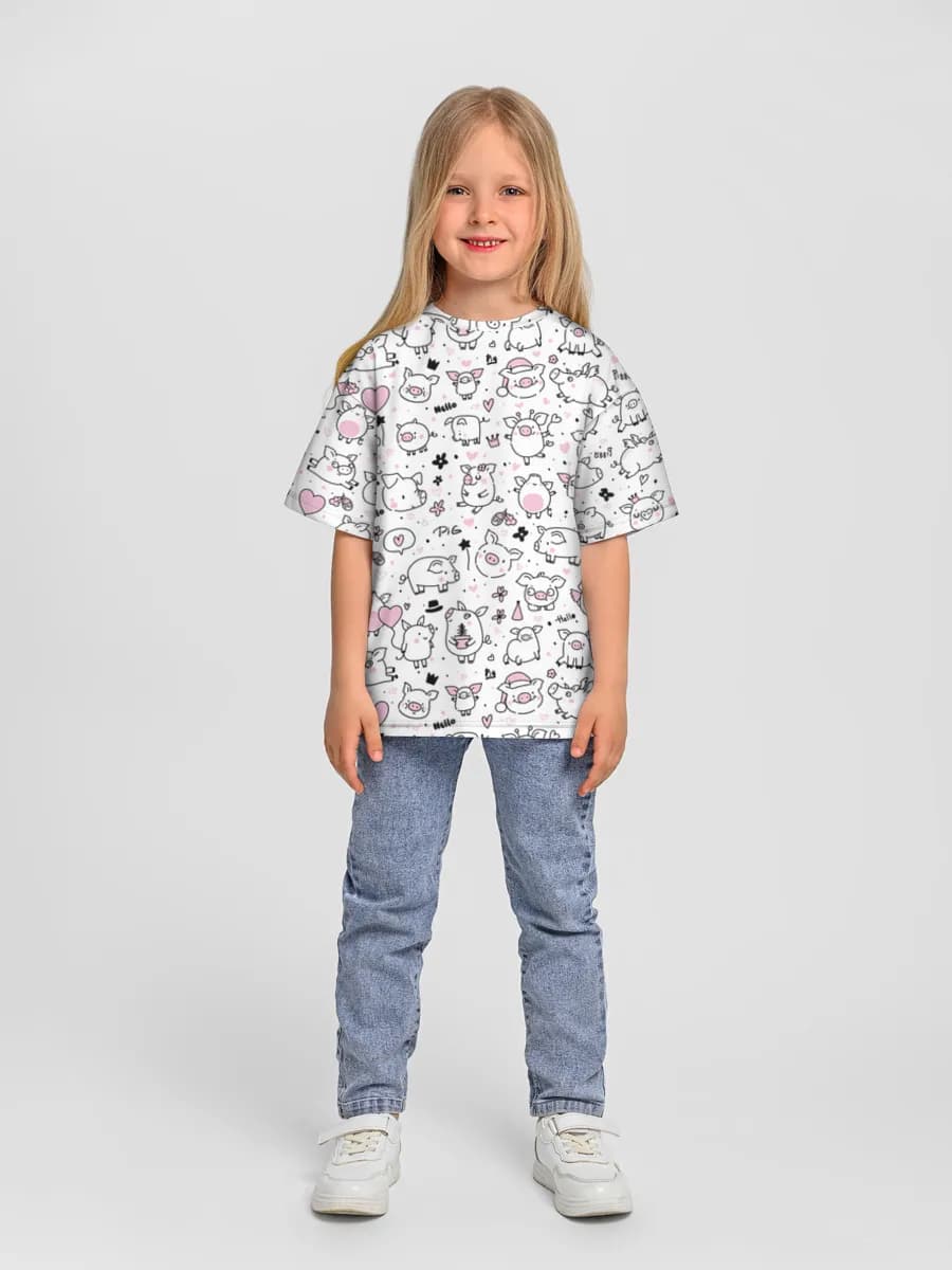Girls' oversized cotton T-shirt