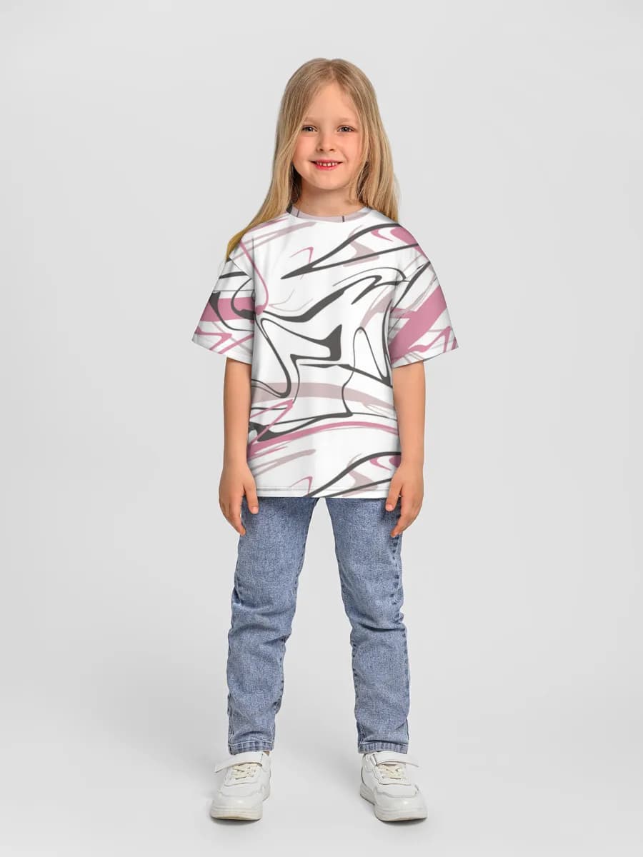 Girls' oversized cotton T-shirt