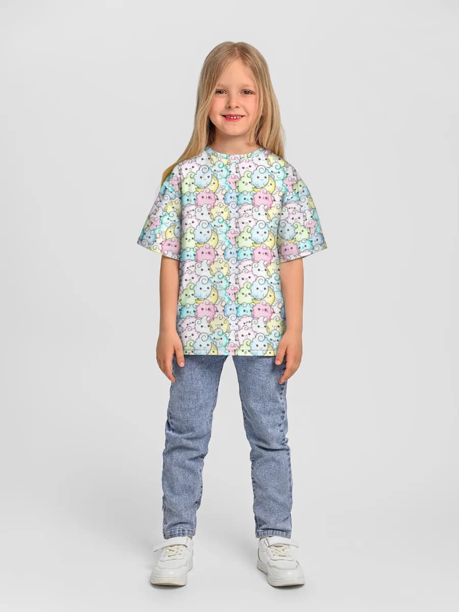 Girls' oversized cotton T-shirt