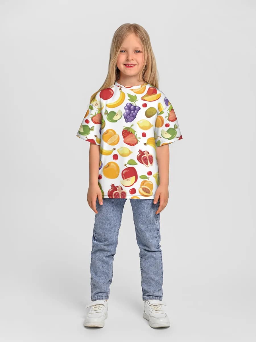 Girls' oversized cotton T-shirt