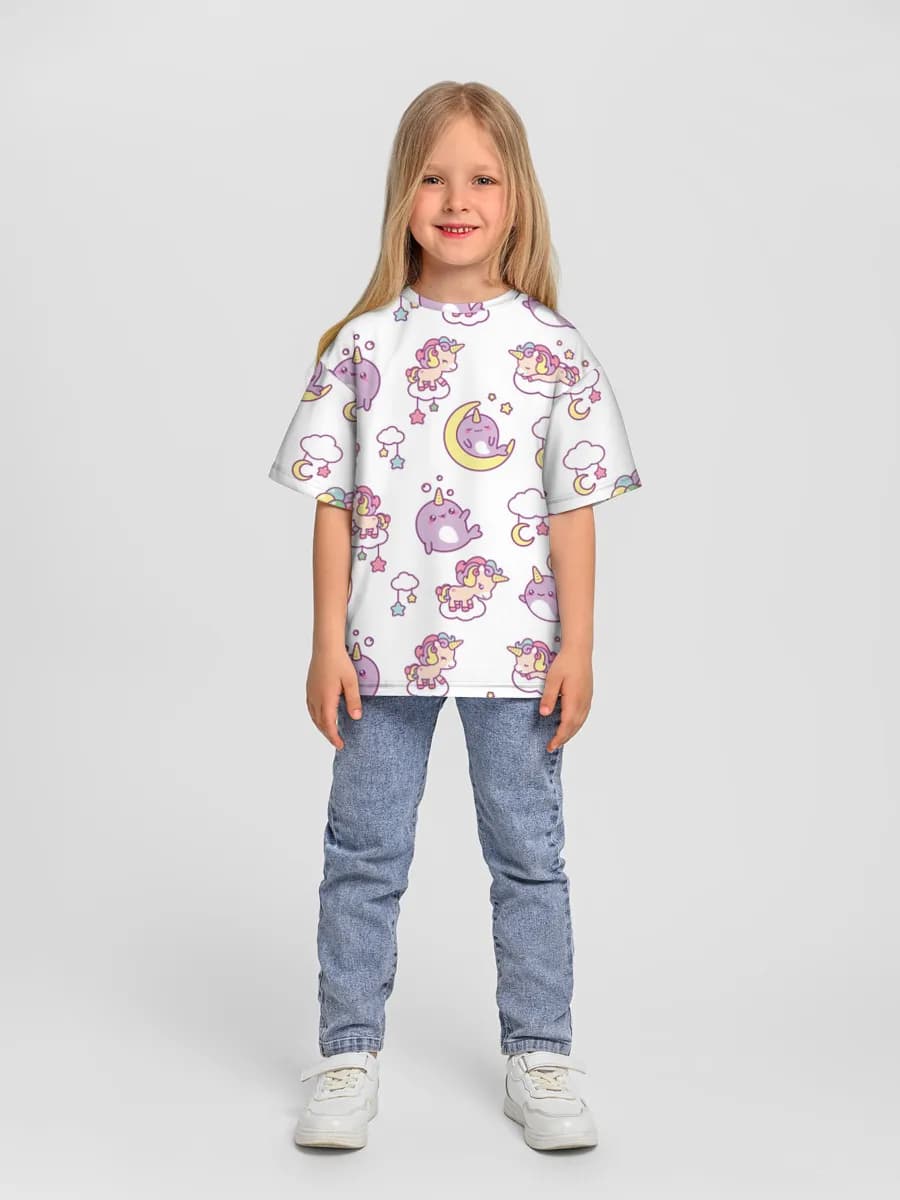 Girls' oversized cotton T-shirt