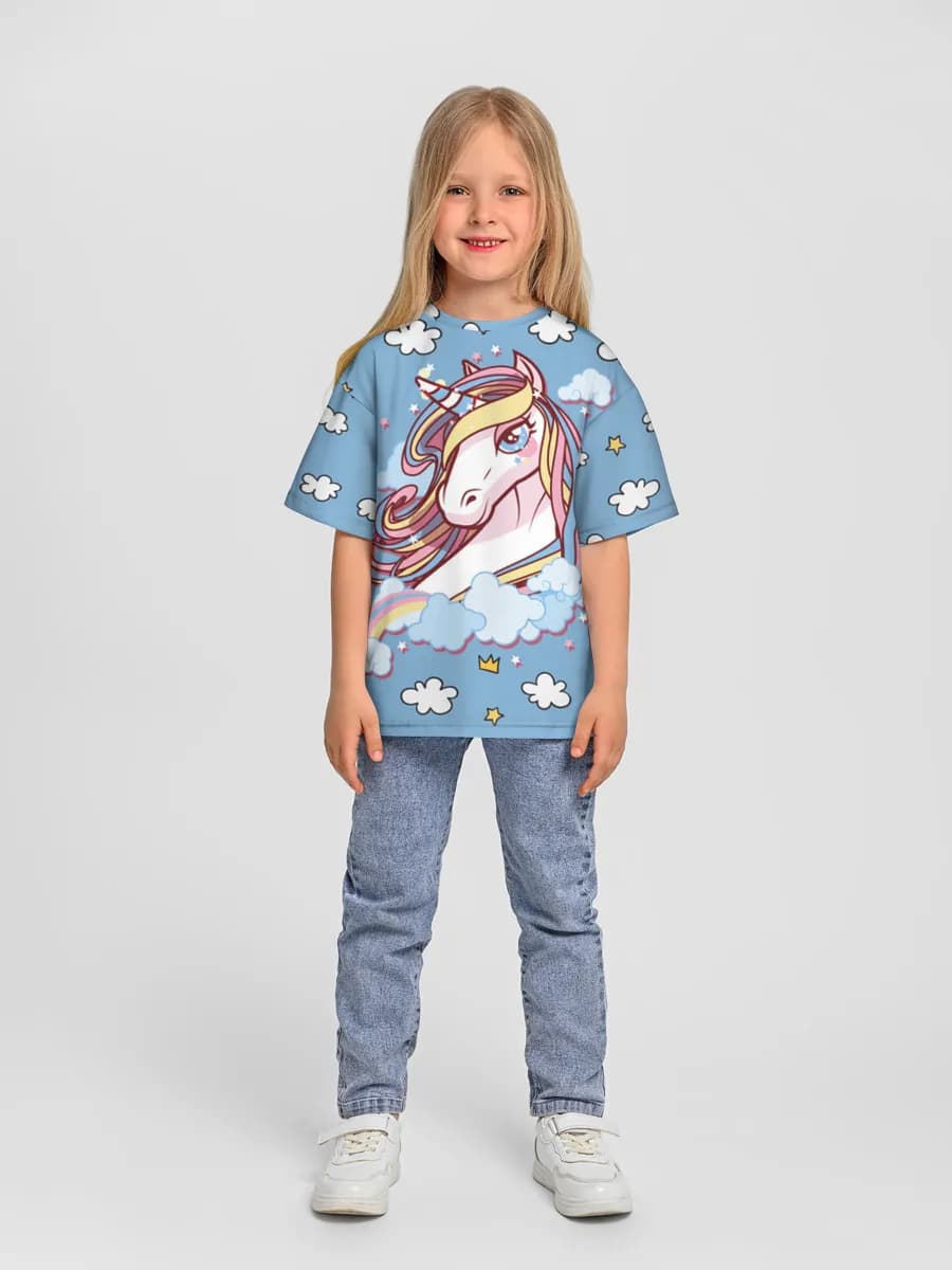 Girls' oversized cotton T-shirt