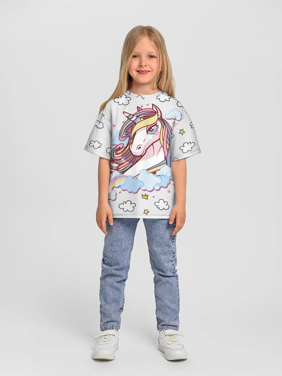 Girls' oversized cotton T-shirt