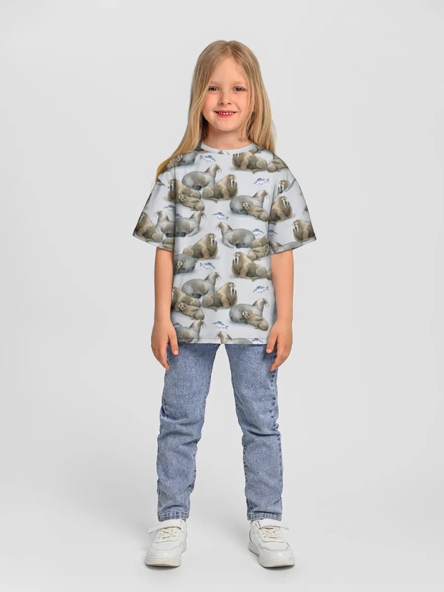 Girls' oversized cotton T-shirt