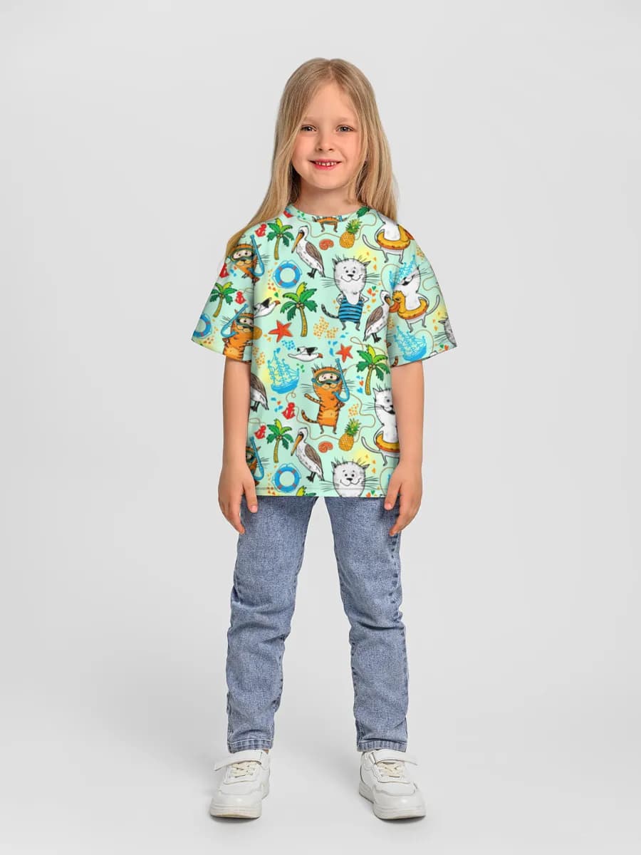 Girls' oversized cotton T-shirt