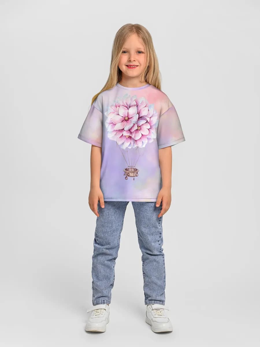Girls' oversized cotton T-shirt