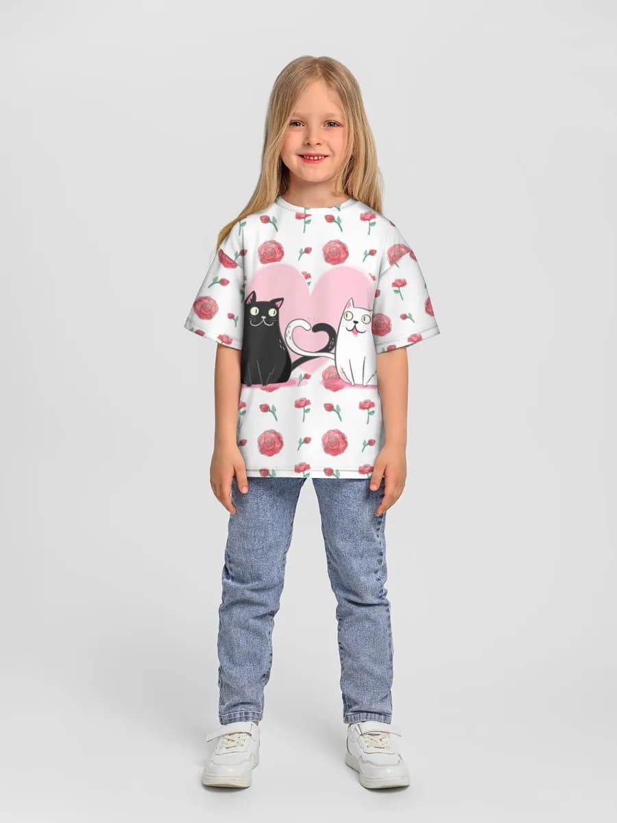Girls' oversized cotton T-shirt