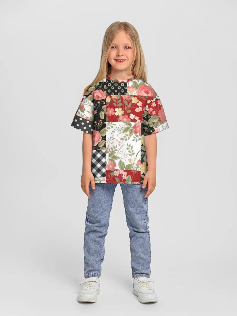 Girls' oversized cotton T-shirt