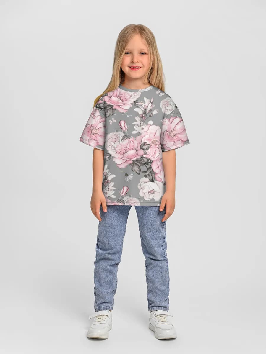 Girls' oversized cotton T-shirt