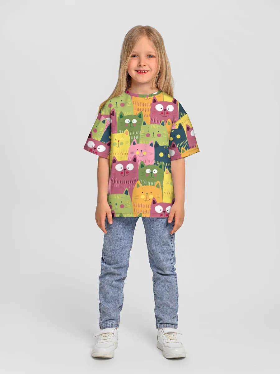 Girls' oversized cotton T-shirt