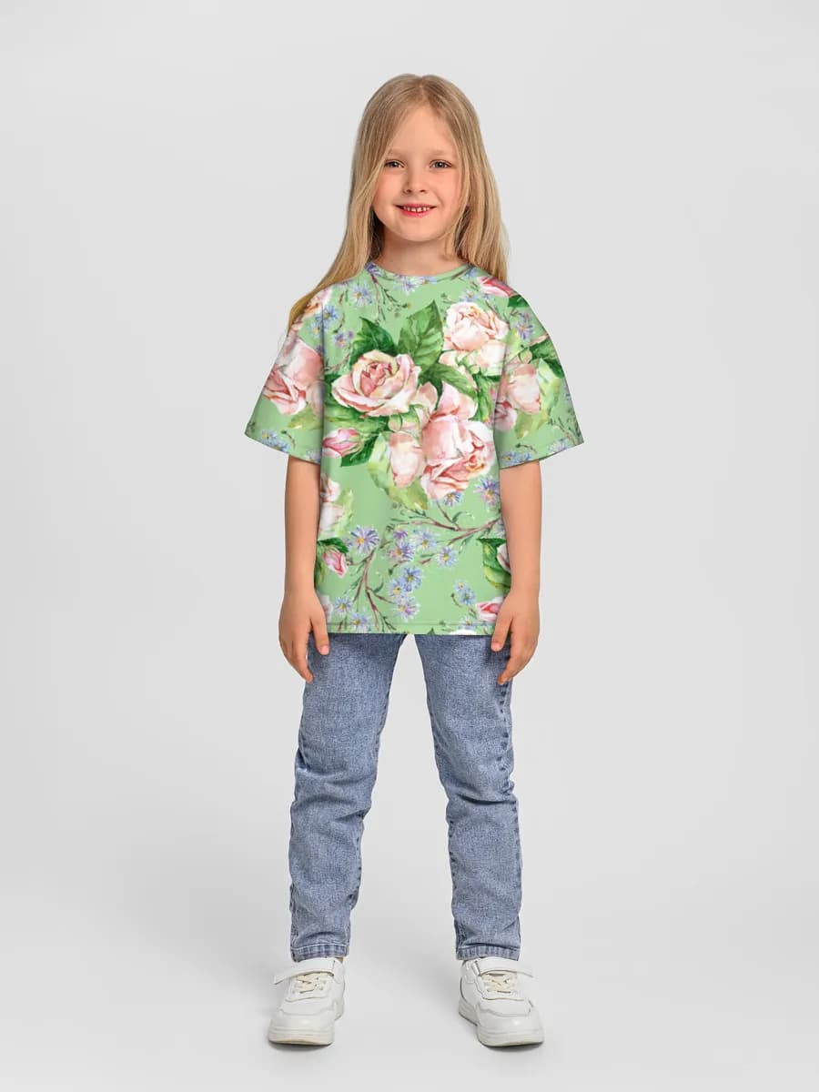 Girls' oversized cotton T-shirt